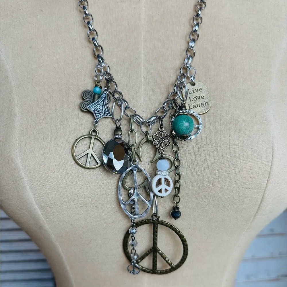 Gypsy Junk Original Chunky Peace Statement Charm Necklace